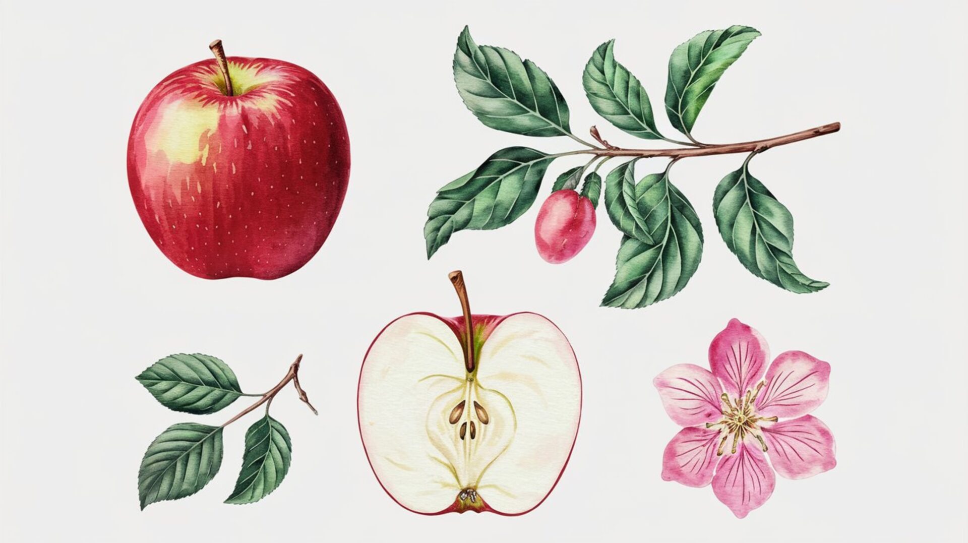 apple-watercolor-clipart-red-apple-apple-cut-apple-flower-apple-branch-watercolor-apple-illustration-botanical-fruit-illustration-apple-clipart-hand-drawn-apple-apples-diet-fruits-apple-wat