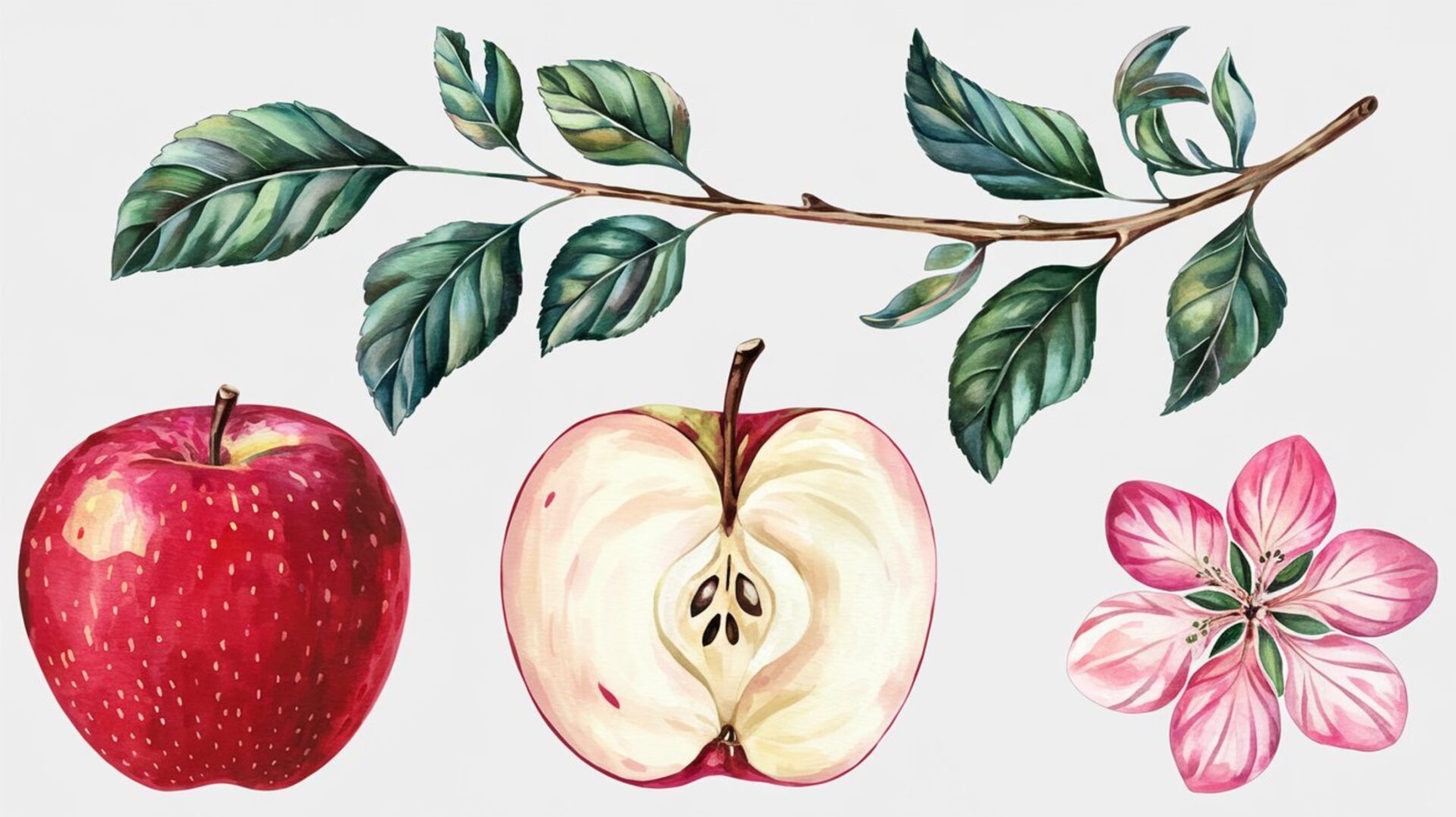 apple-watercolor-clipart-red-apple-apple-cut-apple-flower-apple-branch-watercolor-apple-illustration-botanical-fruit-illustration-apple-clipart-hand-drawn-apple-apples-diet-fruits-apple-wat