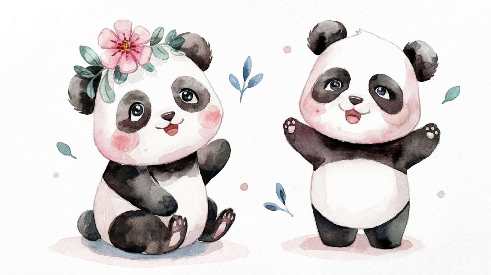 hand-drawn-panda-watercolor-illustrations-watercolor-panda-clip-art-floral-panda-artwork-panda-watercolor-elements-panda-clipart