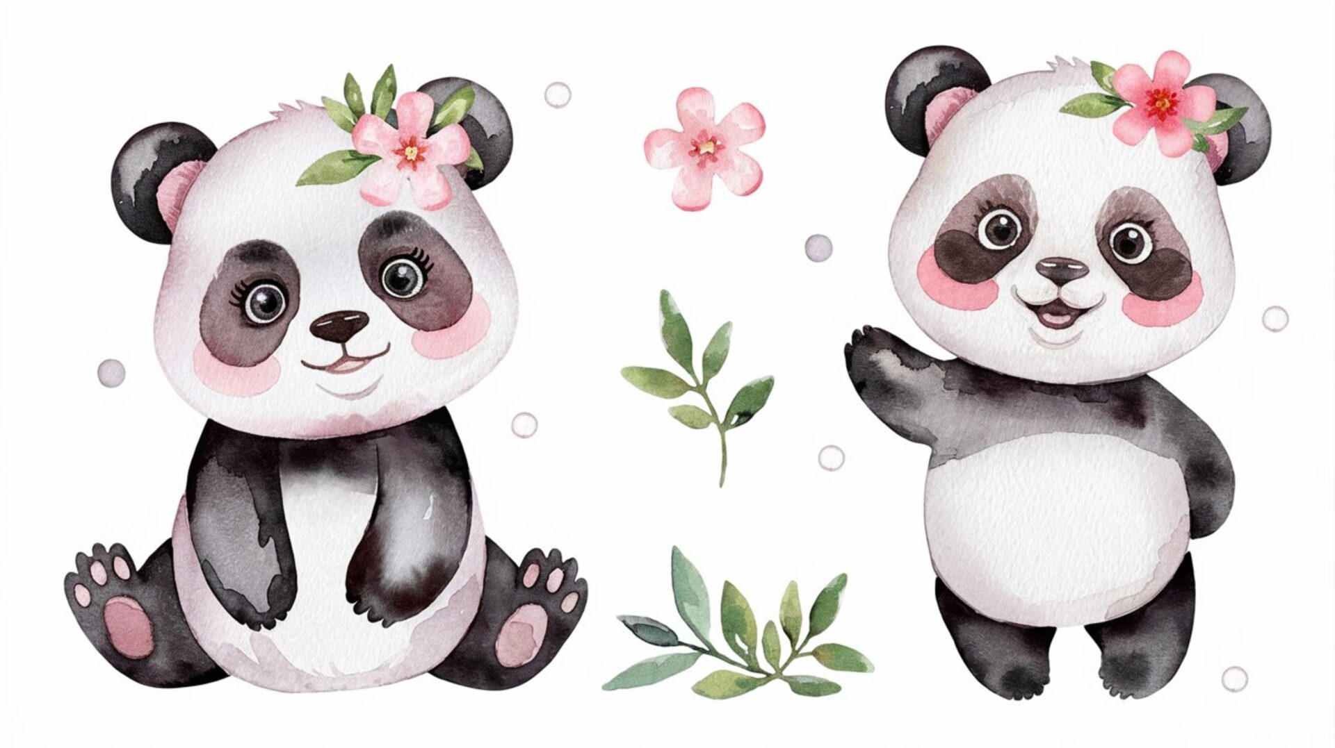 hand-drawn-panda-watercolor-illustrations-watercolor-panda-clip-art-floral-panda-artwork-panda-watercolor-elements-panda-clipart